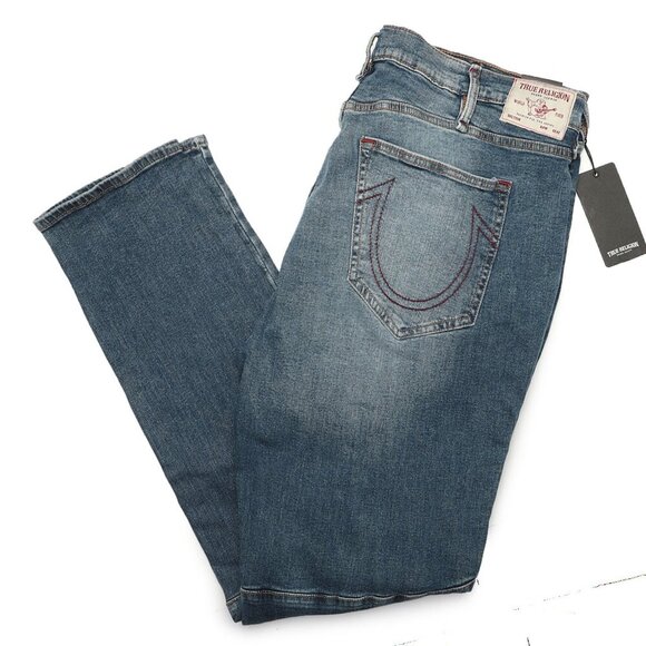 True Religion Mens Rocco Moto Skinny Jeans Stretch Designer Blue Denim Sz 44 NEW - Picture 5 of 13